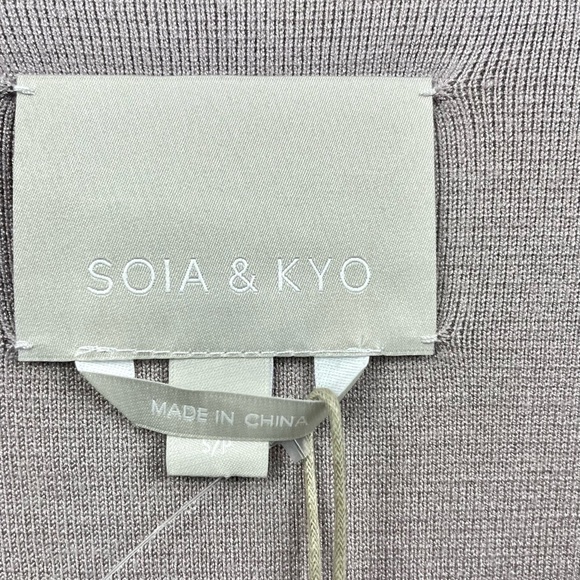 NEW Soia & Kyo Cordelia Varsity Coatigan Cardigan in Latte (Grey Taupe) Size S - Picture 6 of 8